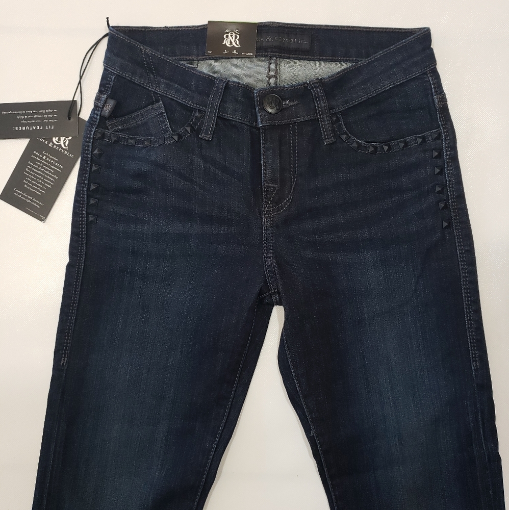NWT Rock & Republic Stud Bootcut Frenemy Jeans 0M